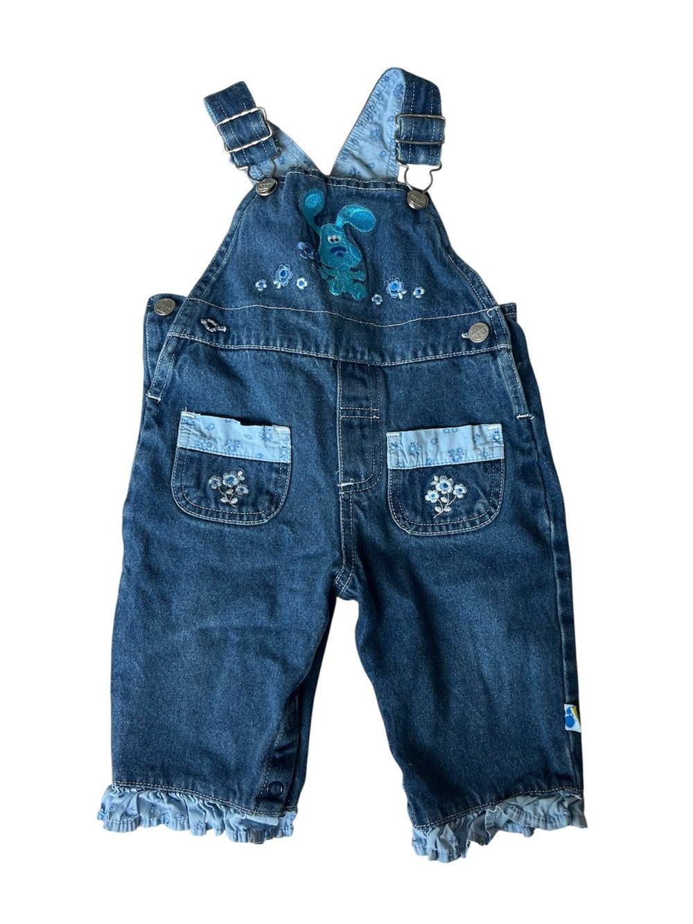 VINTAGE BLUES CLUES EMBROIDERED DENIM OVERALLS 12 MONTHS